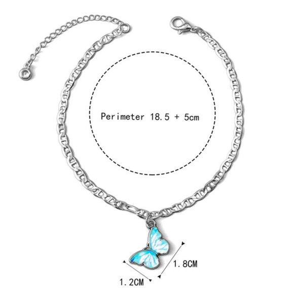 Butterfly Blue with Silver Ankle Bracelet - Picture 7 of 7